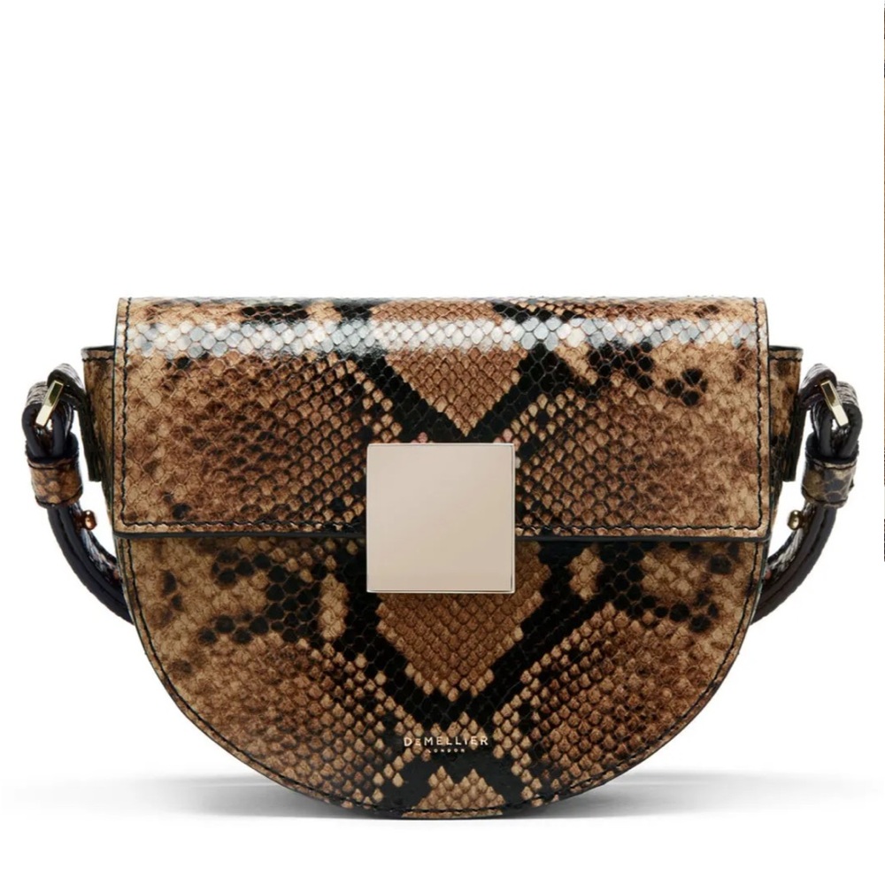 DeMellier Cognac Snake Mini Oslo Crossbody Bag